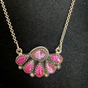 Pink Dahlia Sterling Silver Necklace